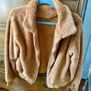 Cozy Orange Retro Sherpa Jacket